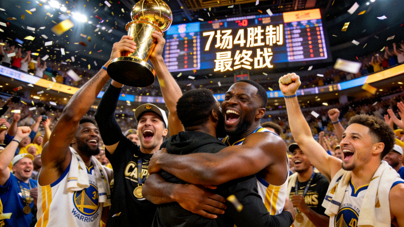 NBA总决赛历史上第七场决胜时刻的经典画面，球员庆祝夺冠